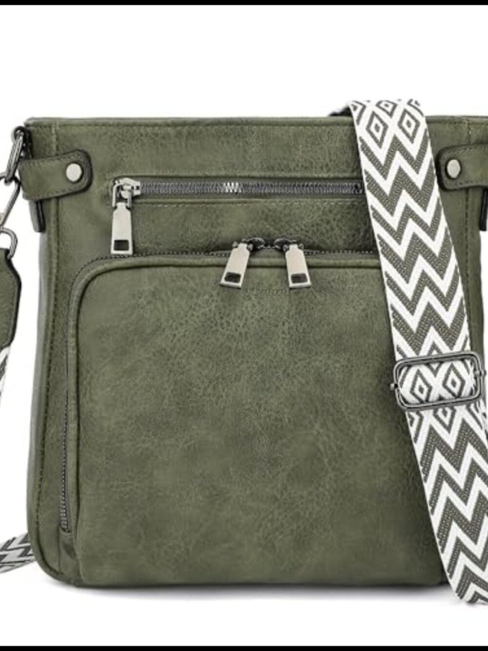 Semi-PU Leather Crossbody Bag with 6 Card Slots Adjustable Strap
